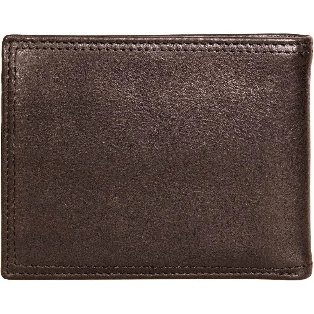 Men's Logo - Brown Bifold Leather Wallet RFID Blocking ID Window Card Slots